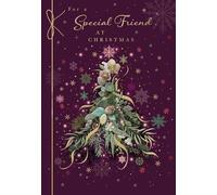 Noel Tatt Christmas Card for a Special Friend, Artistic Floral Tree Design | Illustrated Inner, Eco-Friendly, Made in the UK
