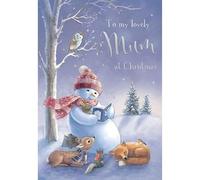 Noel Tatt Christmas card for Mum - Snowman and Animals Story Time - Cute Christmas Greeting Card for a Lovely Mum