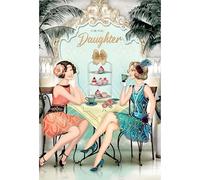 Noel Tatt Daughter Card - Elegant Art Deco Tea Party Design - Feminine Happy Birthday Card for Her - Embossed Foil Finish