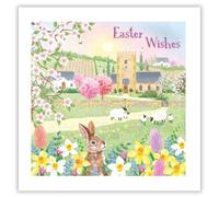 Noel Tatt Easter Greeting Cards Pack of 6 - Easter Cards with Spring Countryside, Church, Rabbits and Lamb Design - General Multipack for Family, Friends and Children - 127 x 127mm