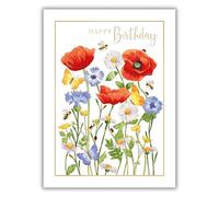 Noel Tatt Female Birthday Card - Happy Birthday Card with Flowers and Bees Design with Embossed Foil Details - Birthday Card for Women