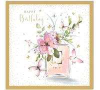 Noel Tatt - Female Open Birthday Card - Floral Perfume Watercolour - For Her