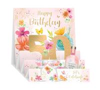 Noel Tatt Female Pop Up 50th Birthday Card - Happy Birthday Card Age 50 with Artistic 'Let's Celebrate' Floral Cocktail Design and an Embossed Foil Finish - Birthday Card for Women