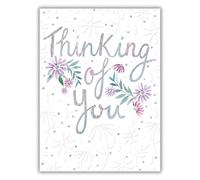 Noel Tatt Female Thinking of You Card - Thinking of You Card for Women with Contemporary Watercolour Floral Design and an Embossed Foil Finish