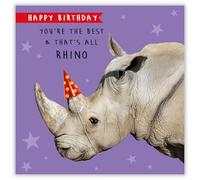 Noel Tatt Funny Birthday Card - Amusing Rhino Joke - 'That's all I Rhino' - Birthday Greeting Card for Him, Her, Kids, Teens or Adults