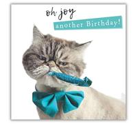 Noel Tatt Funny Birthday Card for Men or Women - Grumpy Cat - 'Oh Joy Another Birthday' - Amusing Joke Greeting Card