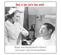 Noel Tatt Funny Get Well Card - Hospital Nurse Joke - Amusing Get Well Soon Card -'Still Wasn't Time for His Bed Bath'