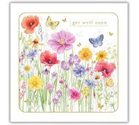 Noel Tatt Get Well Soon Card - Flowers and Butterflies - Artistic Floral Design - Made in the UK - Eco-Friendly