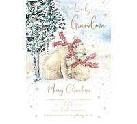 Noel Tatt Grandma Christmas Card, Single - Christmas Cards with Polar Bears in the Snow Scene and Special Finishes - Eco-Friendly Xmas Cards with Envelope