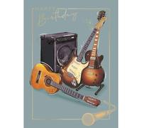 Noel Tatt Guitar Birthday Card for Men - Guitar and Amplifier Design - Embossed Foil Finish - Music-Themed Greeting Card
