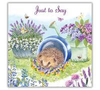 Noel Tatt Just to Say Card for Women - Cute Floral Hedgehog & Garden Design - Pretty Greeting Card