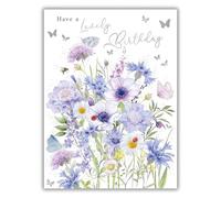 Noel Tatt Lovely Birthday Card for Her - Elegant Floral and Butterfly Design - Happy Birthday Card for Mum, Sister, Friend or Female Family Member - Embossed Foil Finish