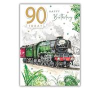 Noel Tatt Male Age 90 Milestone Birthday Card - 90th Steam Train - Eco-Friendly & Recyclable