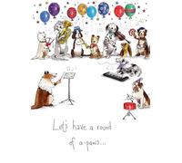Noel Tatt Male/Female Birthday Card - General Funny Card for Men/Women - Dog Music Party with an Embossed Foil Finish - Eco-Friendly & Recyclable