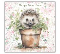 Noel Tatt New Home Congratulations Card - Cute Hedgehog Design - Floral Congratulations Greeting Card