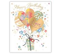 Noel Tatt One I Love Birthday Card - Happy Birthday Card with Balloon Bouquet and Confetti Design and Special Finishes - Birthday Card for Women, Men