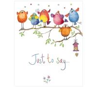 Noel Tatt Pack of 4 Open Artistic Blank Greeting Cards - 'Just to Say' - Birds on a Branch Illustration - 4 Cards of 1 Design