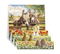 Noel Tatt Pop Up Birthday Card for Her - Colourful Countryside Animal Scene - 3D Fold-Out Design - Happy Birthday Card for Women - Embossed Foil Finish