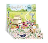 Noel Tatt Pop Up Birthday Card for Her - Colourful Floral Garden and Birds Design - 3D Fold-Out Design - Happy Birthday Card for Mum, Sister, Friend or Female Family Member - Embossed Foil Finish