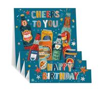 Noel Tatt Pop Up Birthday Card for Men - Modern Beer Design - 3D Fold-Out Design - Embossed Foil Finish - Vibrant Birthday Greeting Card