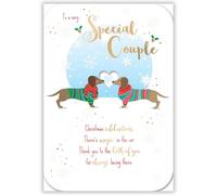 Noel Tatt Special Couple Christmas Card, Single - Christmas Cards with Dachshund Dogs Design and Special Finishes - Eco-Friendly Xmas Cards with Envelope