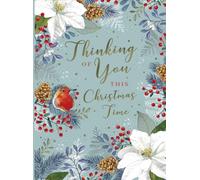 Noel Tatt Thinking of You Christmas Card - Robin & Festive Flowers - Premium General Christmas Greeting Card with Envelope - Eco-Friendly and Recyclable