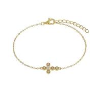 NOELANI - Bracelet for Women in 925 Silver - Gold Plated - with Synth Gemstone and Zirconia - Pendant in the shape of Cross "hope" - NOE-B0002