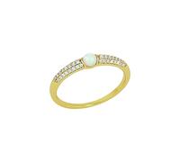 NOELANI - Ring for Women in 925 Silver - Gold Plated/Gold coloured - with Synth Gemstone and Zirconia - Motif in the shape of Opal - NOE-R0001