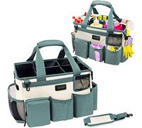 Noelen Gad Wearable Cleaning Caddy Bag,Cleaning Supply Tote for Cleaning Supplies, Cleaning Organizer with Adjustable Shoulder and Waist Straps for Cleaners & Housekeepers (Large, Green White)