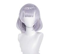Noelle Cosplay Genshin Impact Cosplay Wig 35cm Silver Purple Wig Cosplay Anime Wigs Heat Resistant Synthetic Wigs + Wig Cap