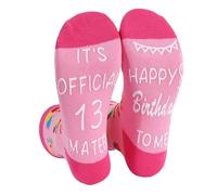 NOEMIN 13th Birthday Gifts for Girls - 13 Year Old Happy Birthday Socks Cotton Teenager Girl Pink Funny Presents for Daughter, Granddaughter