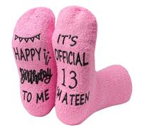 NOEMIN 13th Birthday Gifts for Girls - Fluffy Socks 13 Year Old Teenage Presents for 13Year Old Girls Pink Bed Socks Personalization Gifts