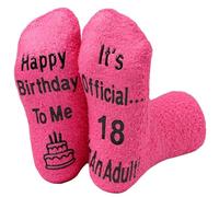 NOEMIN 18th Birthday Gifts for Girls - Unique 18 Years Old Birthday Presents Pink Fluffy Socks Warm Bed Socks Novelty Funny Sock for Sister Daughter