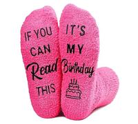 NOEMIN Birthday Gifts for Women - If You Can Read This It’s My Birthday, Fluffy Funny Socks Gifts for Mum, Presents for Sisters, Grandma