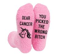 NOEMIN Breast Cancer Gifts - Womens Fluffy Cancer Awareness Socks, Recovery Gifts, Chemo Inspirational Present