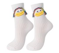 NOEMIN Cartoon Monster Socks for Girls - Funny Silly Quirky Cute Socks with 3D Big Eyes Sausage Mouth Braid Womens Sock, Unusual Christmas Birthday Gifts for Girls