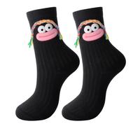 NOEMIN Cartoon Monster Socks for Girls - Funny Silly Quirky Cute Socks with 3D Big Eyes Sausage Mouth Braid Womens Sock, Unusual Christmas Birthday Gifts for Girls