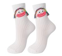 NOEMIN Cartoon Monster Socks for Girls - Funny Silly Quirky Cute Socks with 3D Big Eyes Sausage Mouth Braid Womens Sock, Unusual Christmas Birthday Gifts for Girls