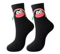 NOEMIN Cartoon Monster Socks for Girls - Funny Silly Quirky Cute Socks with 3D Big Eyes Sausage Mouth Braid Womens Sock, Unusual Christmas Birthday Gifts for Girls
