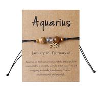 NOEMIN Crystal Zodiac Bracelet for Women & Men - 12 Constellations Natural Stone Chakra Beads, Handmade on Waterproof Wax Cord, Adjustable String, Astrology Jewellery Birthday Gifts