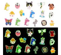 NOEMIN Glow in the Dark Shoe Charms - 16pcs Shoe Charms for Clogs Animals Charms PVC Fluorescent Luminous Shoe Decorations Pretty for Girls and Boys Shoes Accessories