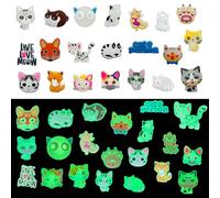 NOEMIN Glow in the Dark Shoe Charms - 21pcs Shoe Charms for Clogs Cats Cheese Cat Charms PVC Fluorescent Luminous Shoe Decorations Pretty for Girls and Boys Shoes Accessories