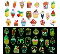 NOEMIN Glow in the Dark Shoe Charms - 21pcs Shoe Charms for Clogs, Food Charms Ice Cream, Cakes, Candy, PVC Fluorescent Luminous Shoe Decorations Pretty for Girls and Boys Shoes Accessories