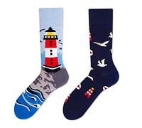 NOEMIN Novelty Mismatched Crew Socks for Men & Women - Colourful Odd Socks with Cartoon Animals, Fruit & Art Prints, Fun Sports Casual Long Socks, Gift Socks for Adults & Teens