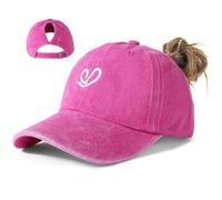 NOEMIN Ponytail Baseball Cap for Women - Adjustable Cotton Hat with High Ponytail Hole Comfortable Fit Sports Outdoor Activities Rose Red