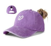 NOEMIN Ponytail Baseball Cap for Women - Adjustable Cotton Hat with High Ponytail Hole Comfortable Fit Sports Outdoor Activities Purple