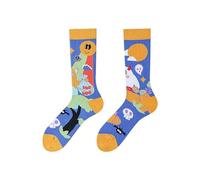 NOEMIN Unisex Mismatched Socks - Colourful Odd Crew Socks with Fun Fruit Animals Art Prints, Quirky Gift Socks for Men & Women, Novelty Mid-Calf Casual Sock