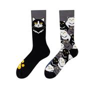 NOEMIN Unisex Mismatched Socks - Colourful Odd Crew Socks with Fun Fruit Animals Art Prints, Quirky Gift Socks for Men & Women, Novelty Mid-Calf Casual Sock