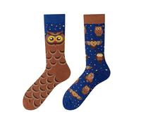 NOEMIN Unisex Mismatched Socks - Colourful Odd Crew Socks with Fun Fruit Animals Art Prints, Quirky Gift Socks for Men & Women, Novelty Mid-Calf Casual Sock