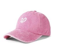 NOEMIN Vintage Womens Baseball Cap - Adjustable Washed Soft Cotton Ladies Cap with Heart Embroidery Comfortable Fit for Casual Wear Pink